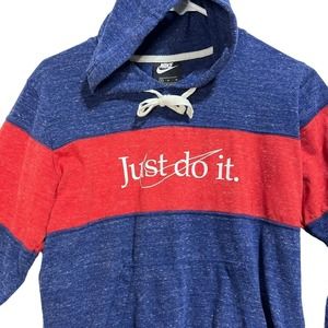 Nike Hoodie Sweatshirt Womens Size M Just Do It Spellout Pullover Red White Blue